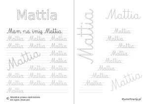 Karty pracy z imionami - nauka pisania imion dla dzieci - Mattia