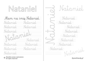 Karty pracy z imionami - nauka pisania imion dla dzieci - Nataniel