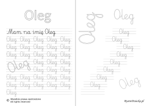 Karty pracy z imionami - nauka pisania imion dla dzieci - Oleg