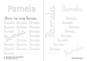 Karty pracy z imionami - nauka pisania imion dla dzieci - Pamela