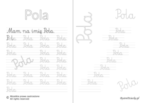 Karty pracy z imionami - nauka pisania imion dla dzieci - Pola