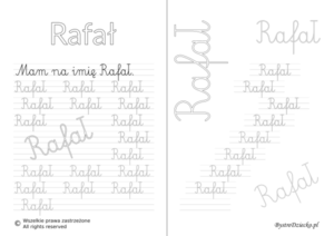 Karty pracy z imionami - nauka pisania imion dla dzieci - Rafał