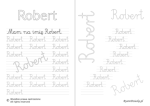 Karty pracy z imionami - nauka pisania imion dla dzieci - Robert