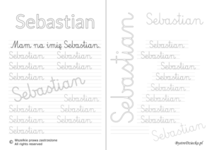 Karty pracy z imionami - nauka pisania imion dla dzieci - Sebastian