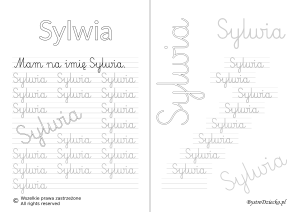 Karty pracy z imionami - nauka pisania imion dla dzieci - Sylwia