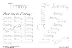 Karty pracy z imionami - nauka pisania imion dla dzieci - Timmy