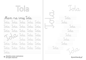 Karty pracy z imionami - nauka pisania imion dla dzieci - Tola