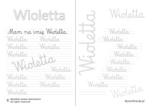 Karty pracy z imionami - nauka pisania imion dla dzieci - Wioletta