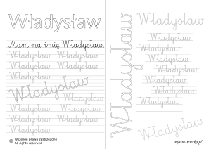 Karty pracy z imionami - nauka pisania imion dla dzieci - Władysław