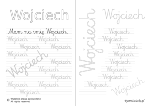 Karty pracy z imionami - nauka pisania imion dla dzieci - Wojciech