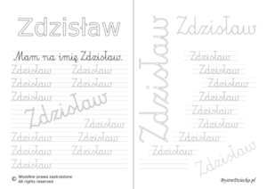 Karty pracy z imionami - nauka pisania imion dla dzieci - Zdzisław