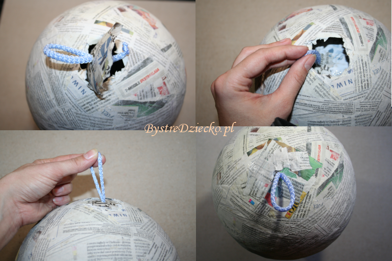 Dekoracyjna bombka z papier mache - DIY - domowy recykling papieru