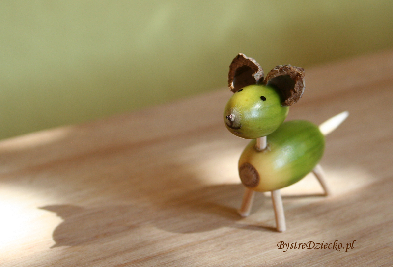 Little forest people made from acorns during art projects for kids