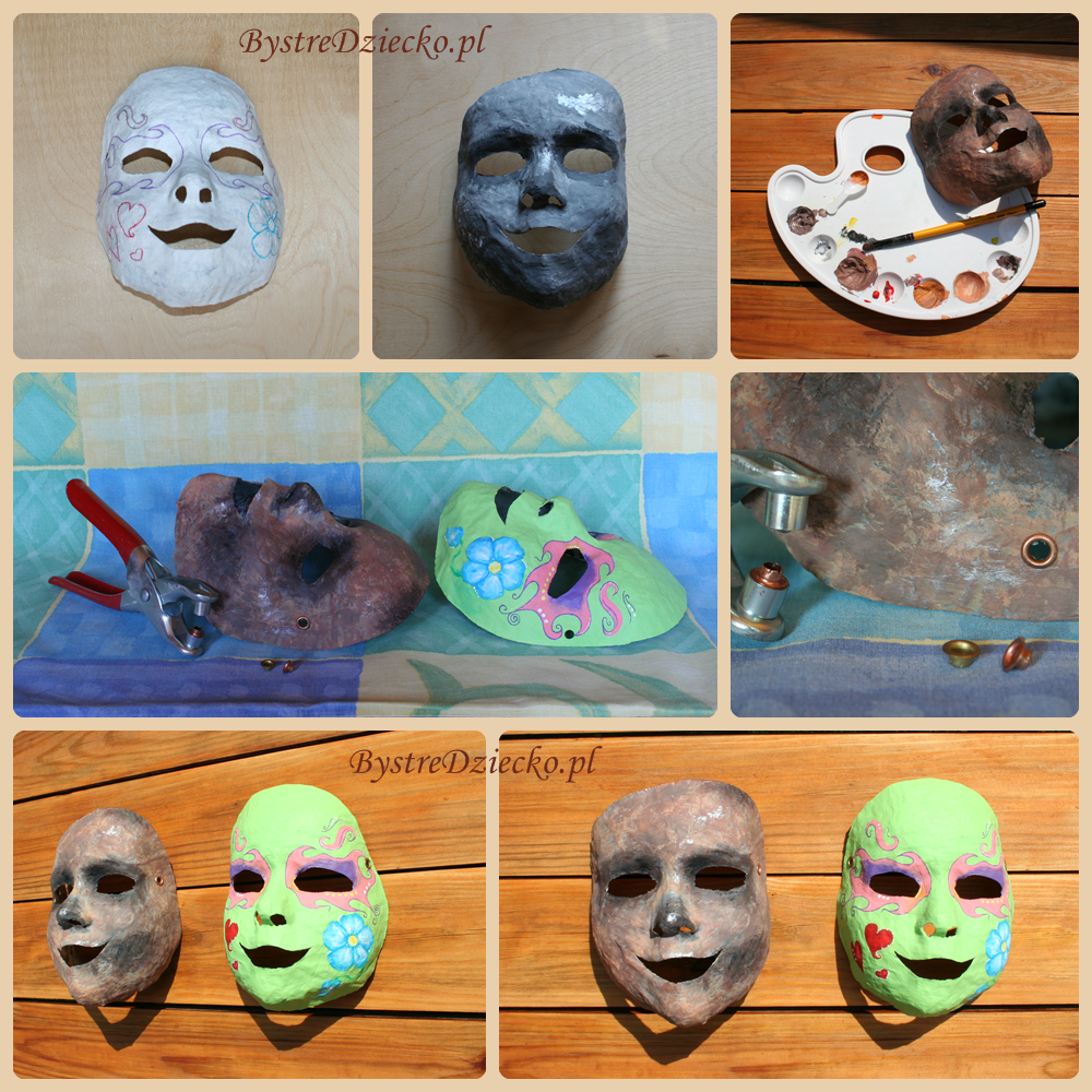 Maski karnawałowe i maski na Halloween dla dzieci z papier mache