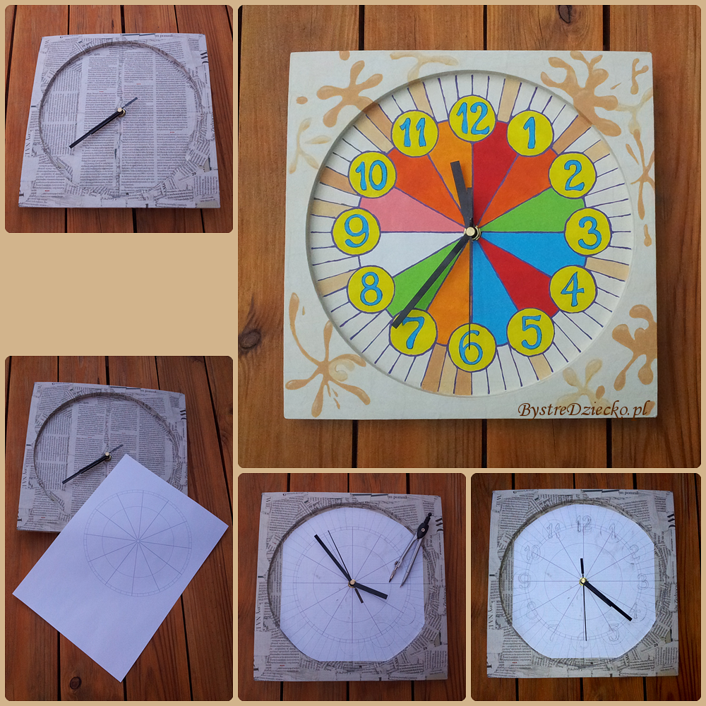 Domowy recykling papieru, czyli ścienne zegary dla dzieci z papier mache