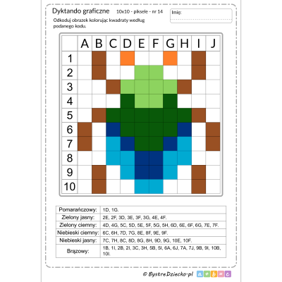 Dyktando graficzne z owadami, chrząszcz, chrabąszcz, piksele, nauka kodowania i programowanie dla dzieci - karty pracy do wydruku
