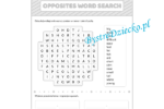 Angielski dla dzieci, przeciwieństwa wykreślanka - Opposites Word Search - worksheets for kids