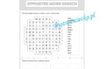 Angielski dla dzieci, przeciwieństwa wykreślanka - Opposites Word Search - worksheets for kids